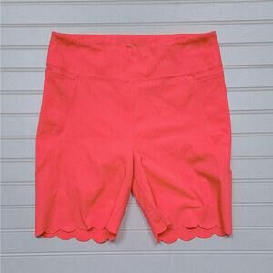 Lilly Pulitzer Luxletic Weekender High Rise Scallop Shorts Size L Spicy Coral